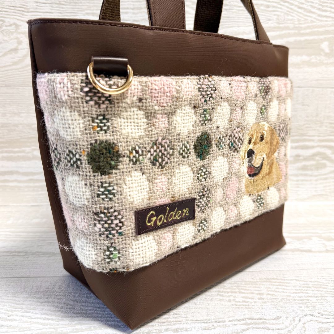 ゴールデンレトリバー刺繍♡秋冬トートバッグ