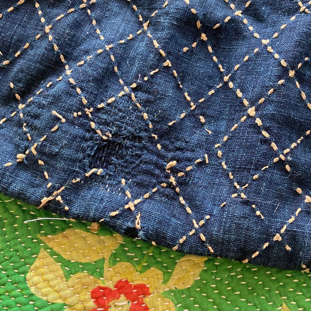 リネンバッグヴィンテージハンドメイド骨董市　刺し子ちくちく一点物