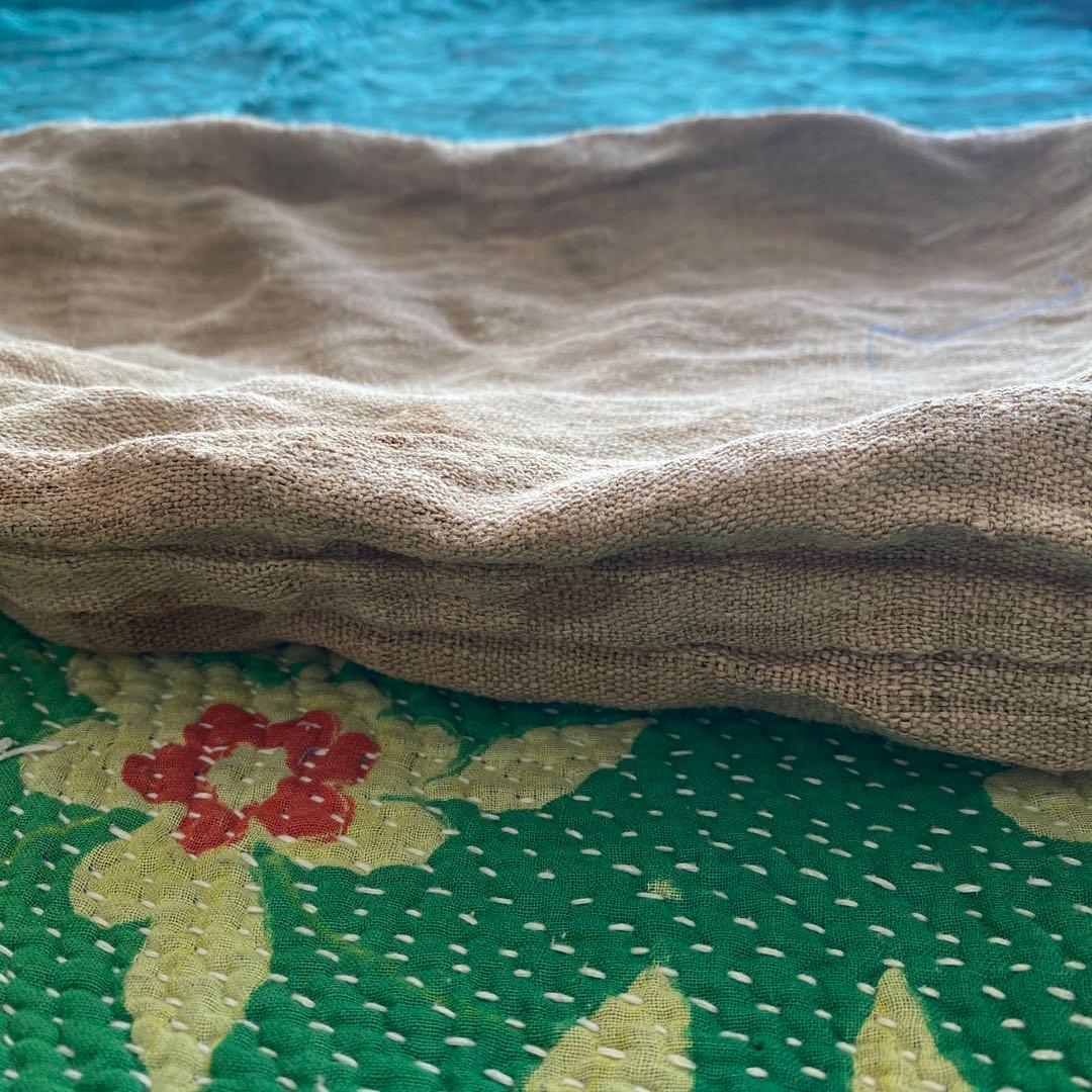 リネンバッグヴィンテージハンドメイド骨董市　刺し子ちくちく一点物