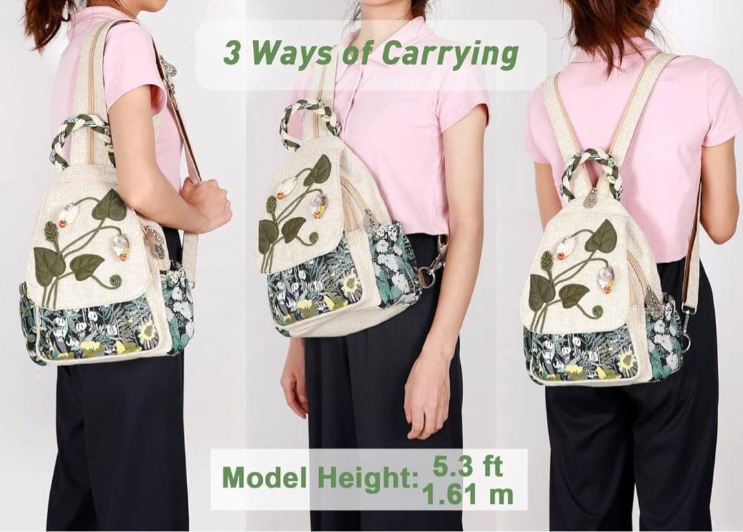 ハンドメイド 花柄刺繍 リュック