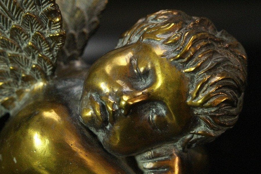 西洋アンティーク 天使 ブックエンド 2冊本形箱付 旧家蔵出