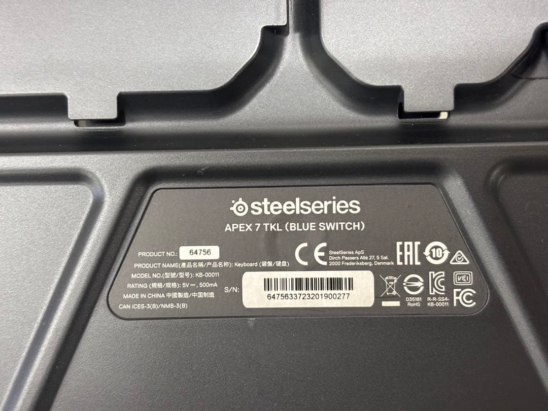 SteelSeries 青軸 Apex 7 TKL Blue 64756 109