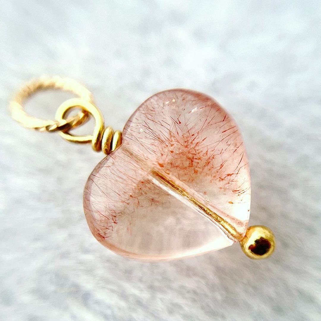 14k ストロベリークォーツ カザフスタン産 チャーム ネックレス ペンダント④