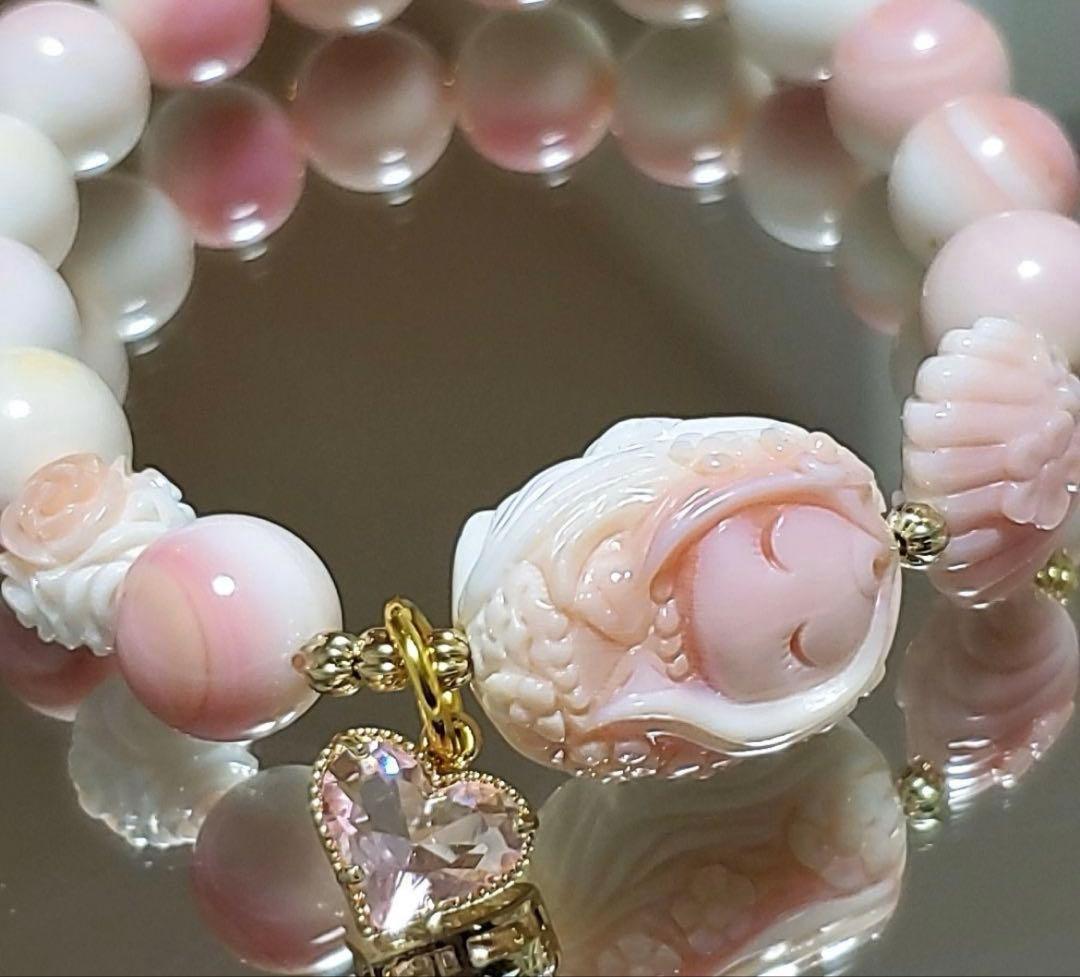 天然クイーンコンクシェル ♡激可愛いマーメイド 貝殻 人魚姫 ブレスレット