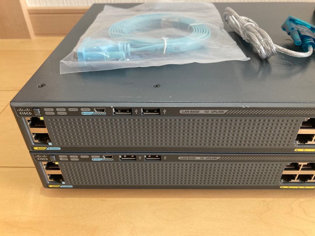 【CCNA、CCNP】スタック2台ciscoL2スイッチWS-C2960X