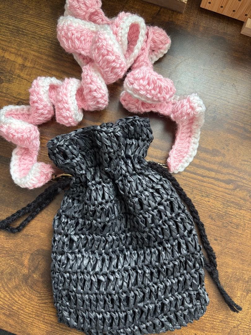 【@_.yu.n_】親子クロシェハット & 巾着型バッグ