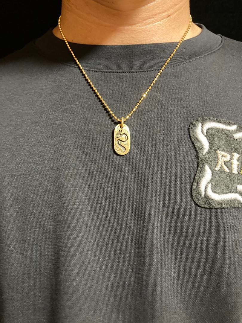 ⑮Dog Tag Dragon チェーン付き 真鍮