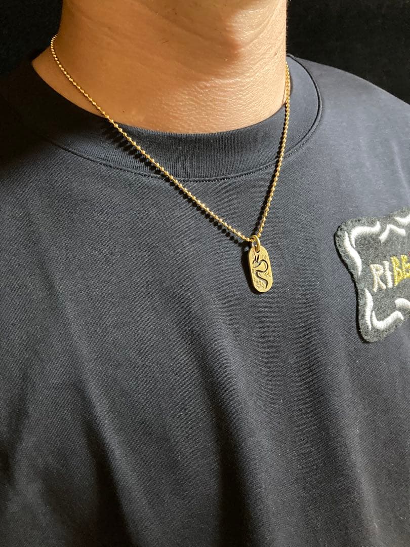 ⑮Dog Tag Dragon チェーン付き 真鍮