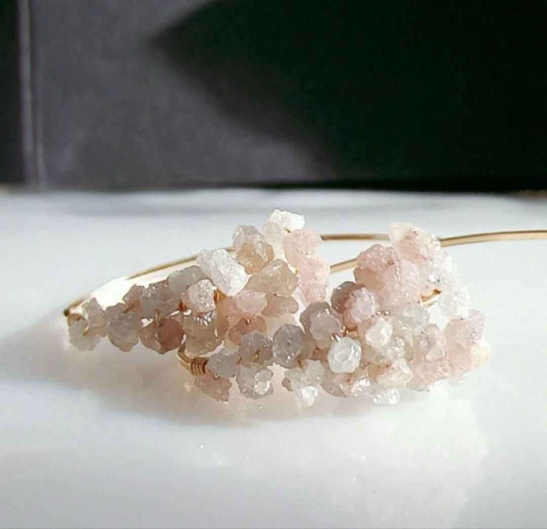 貴重❣️天然ピンクダイヤモンド原石ピアス