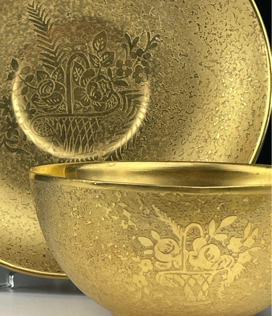 【希少】フッチェンロイター 金彩 クサラシ技法 ティーカップ＆ソーサー 花籠