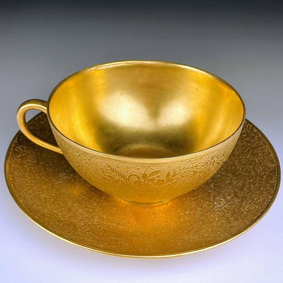 【希少】フッチェンロイター 金彩 クサラシ技法 ティーカップ＆ソーサー 花籠