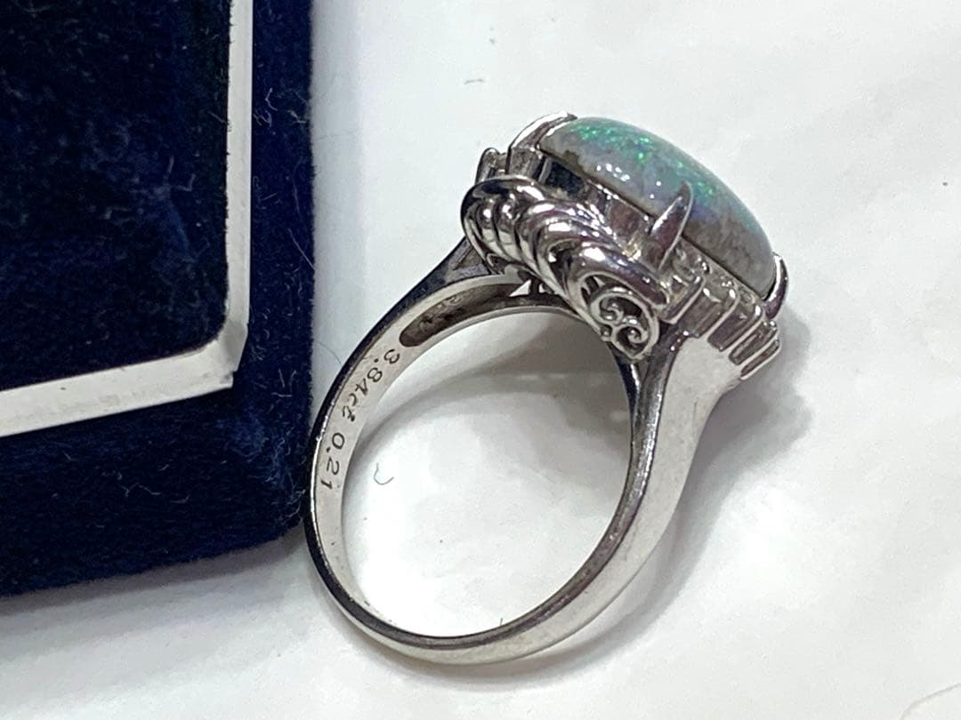 プラチナ Pt900 オパールリング 10月　誕生石　約11号 ？指輪
