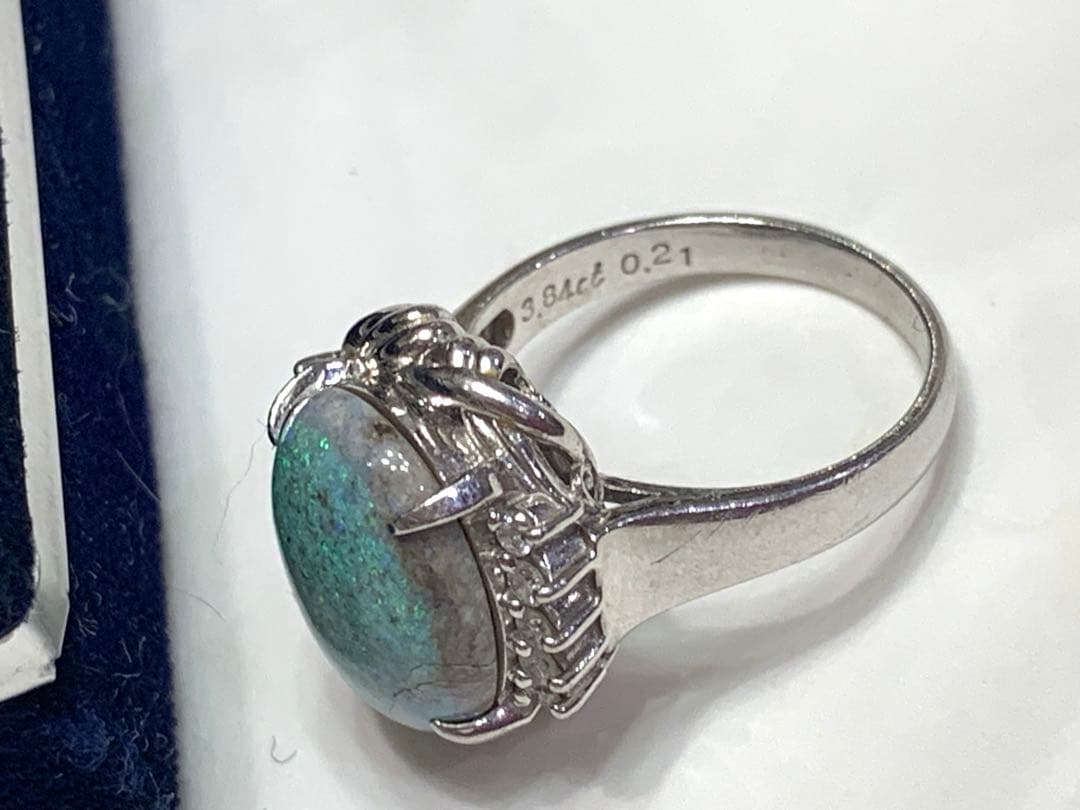 プラチナ Pt900 オパールリング 10月　誕生石　約11号 ？指輪