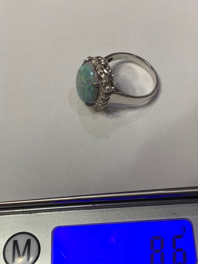 プラチナ Pt900 オパールリング 10月　誕生石　約11号 ？指輪