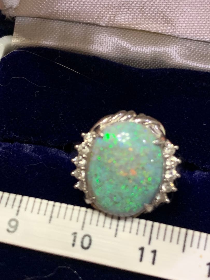 プラチナ Pt900 オパールリング 10月　誕生石　約11号 ？指輪