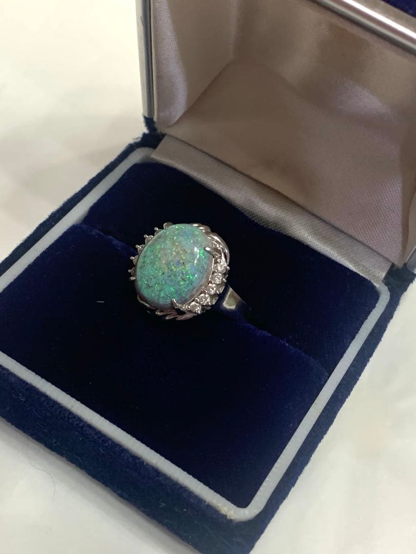 プラチナ Pt900 オパールリング 10月　誕生石　約11号 ？指輪