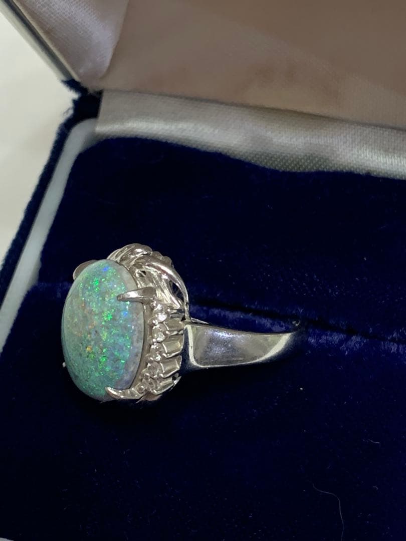 プラチナ Pt900 オパールリング 10月　誕生石　約11号 ？指輪
