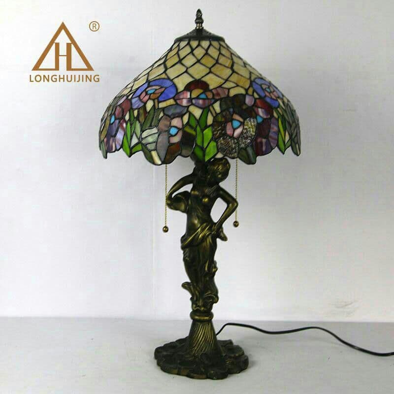 ティファニースタイルテーブルランプ電気スタンドガラスランプ\r 落ち葉の女神14