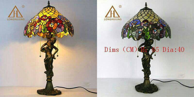 ティファニースタイルテーブルランプ電気スタンドガラスランプ\r 落ち葉の女神14