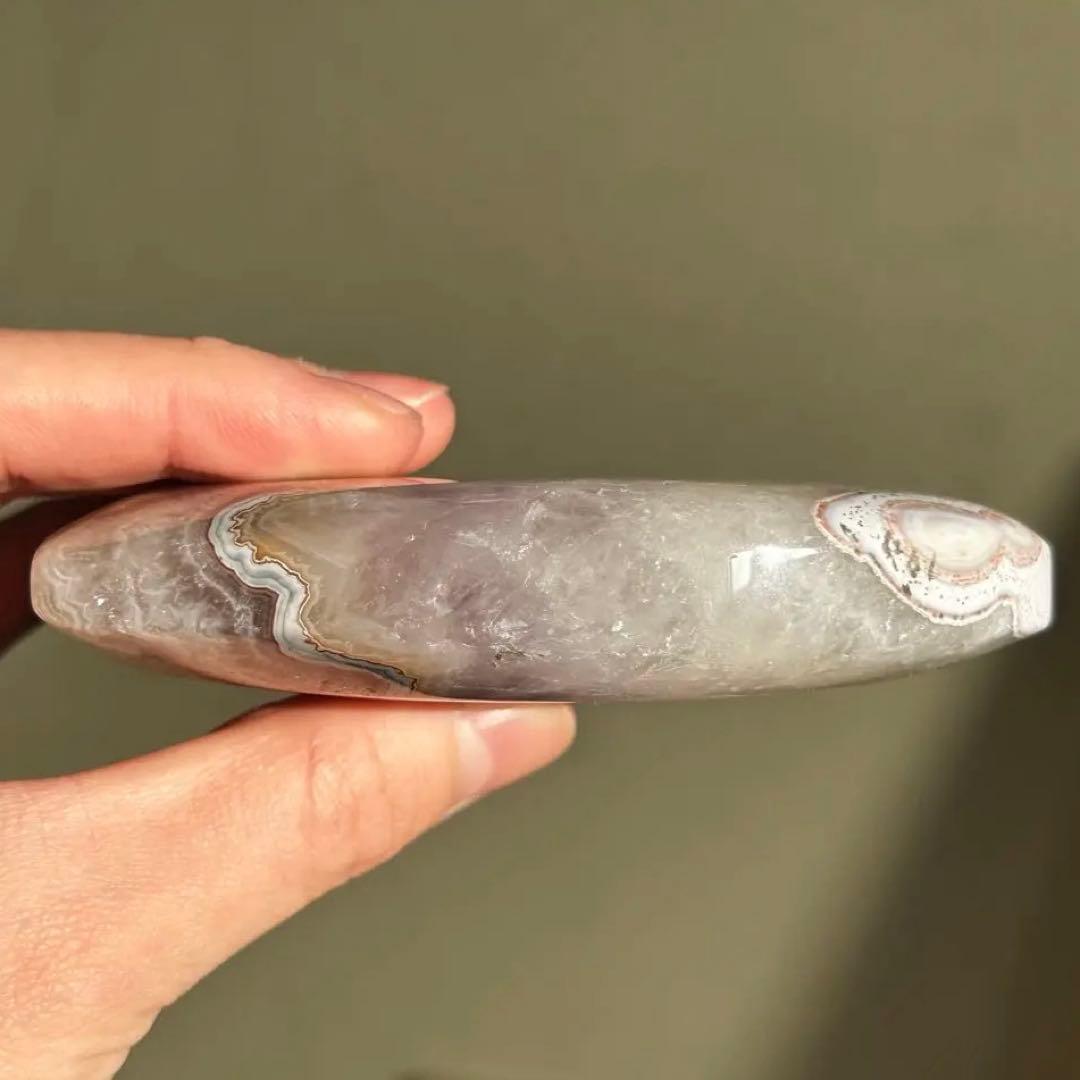 お洒落　アメジスト　アゲート　共生　ハート　台座付き