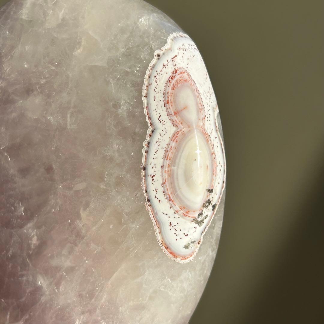 お洒落　アメジスト　アゲート　共生　ハート　台座付き