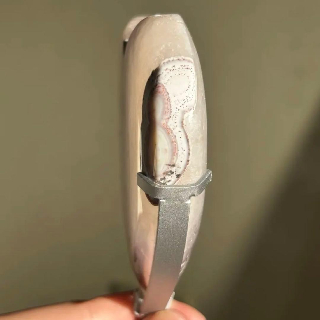 お洒落　アメジスト　アゲート　共生　ハート　台座付き