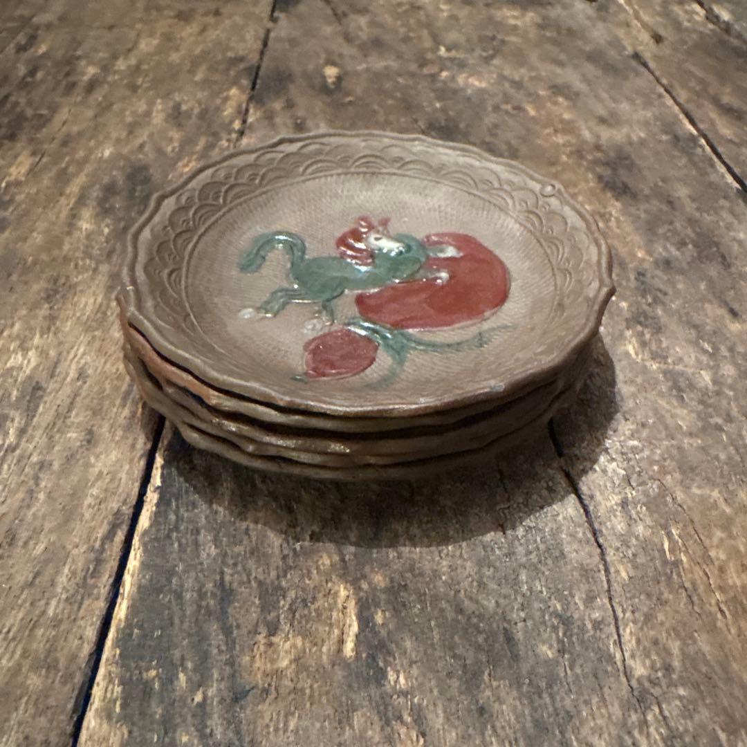 古備前　煎餅皿❷ ❸瓢箪から駒　10枚　午年　縁起物　開運