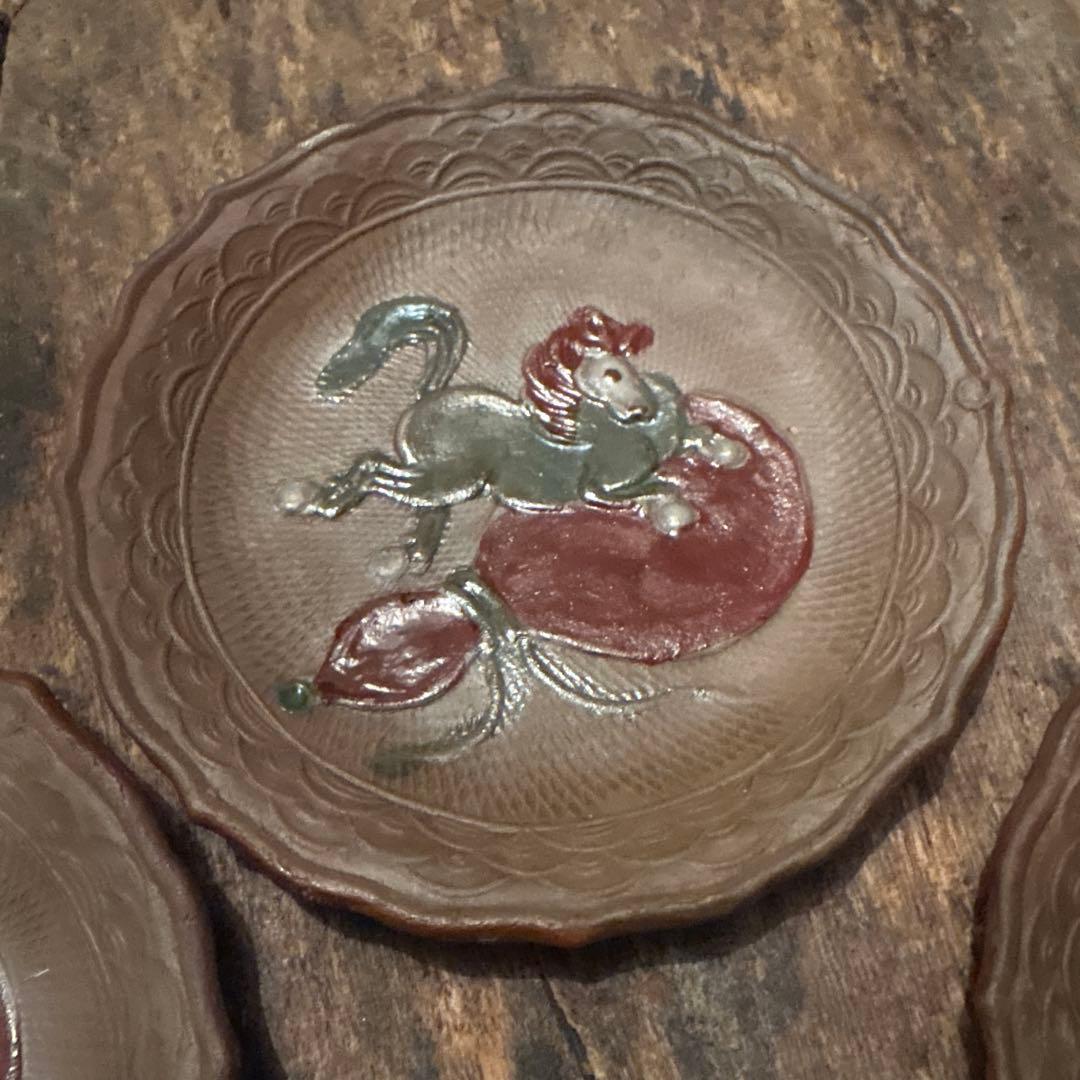 古備前　煎餅皿❷ ❸瓢箪から駒　10枚　午年　縁起物　開運