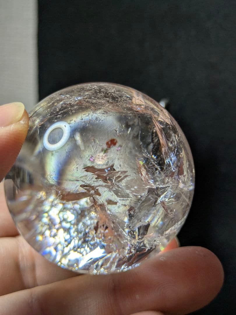 レムリアン水晶　スフィア　コロンビア産　赤いオーラライト有　47.2ミリ