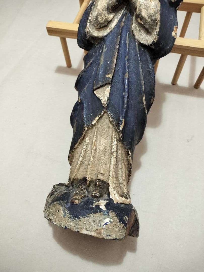 時代美術 聖母マリア像 木雕 箱あり