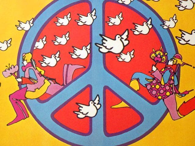 【限定値下】★【1970年代】ピーターマックス ピースマーク＆鳩 ポスター