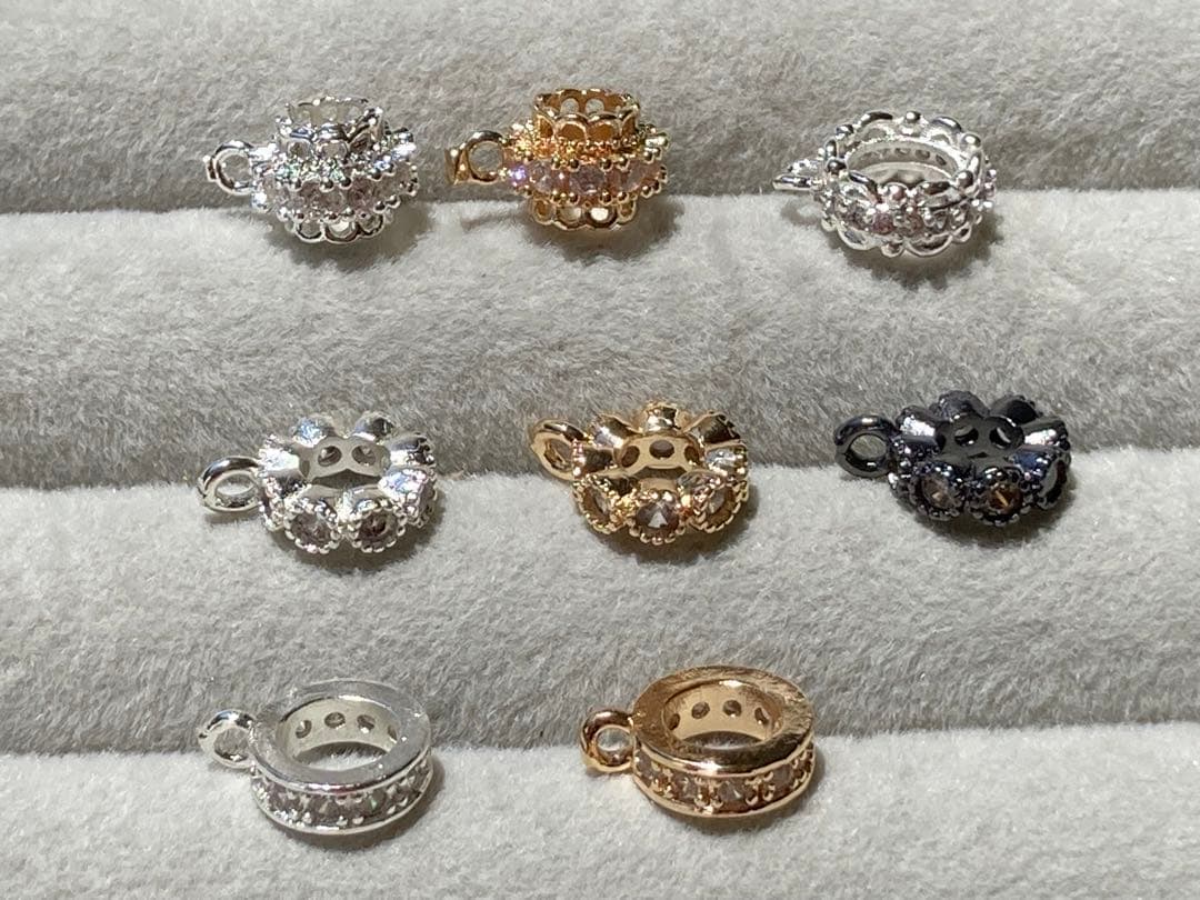 カン付きロンデル　パーツ　シルバー　ゴールド　ブラック　ハンドメイド　ばら売り