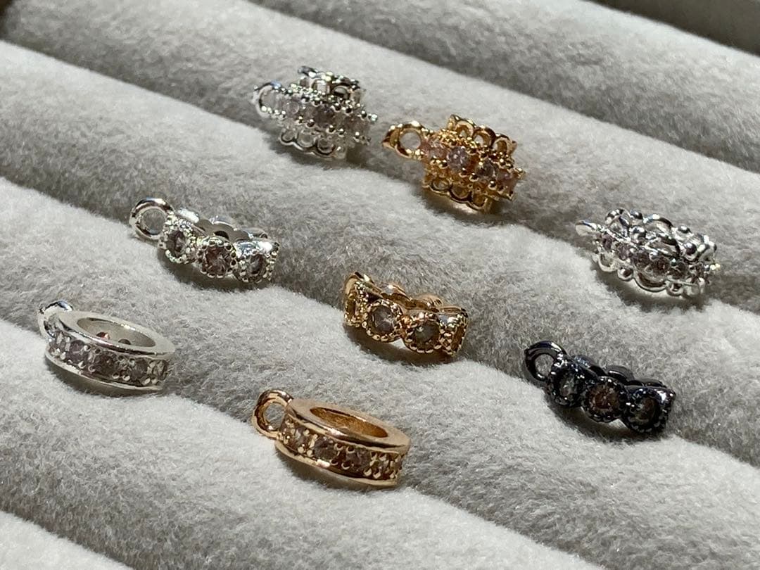 カン付きロンデル　パーツ　シルバー　ゴールド　ブラック　ハンドメイド　ばら売り