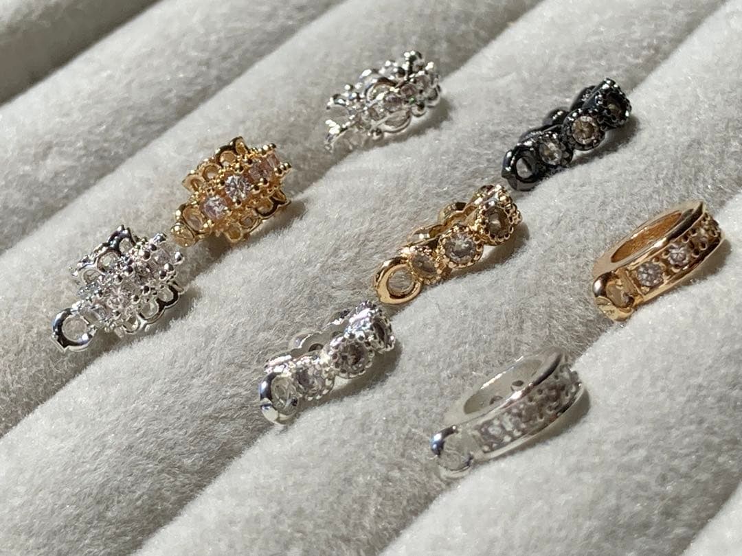 カン付きロンデル　パーツ　シルバー　ゴールド　ブラック　ハンドメイド　ばら売り