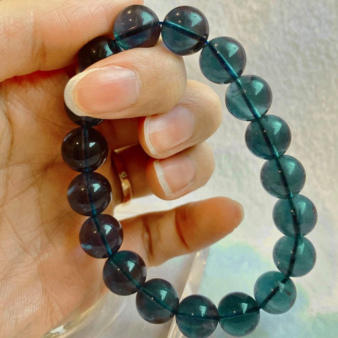 深海カラー♡高品質 深いブルーグリーンフローライト ブレスレット❶
