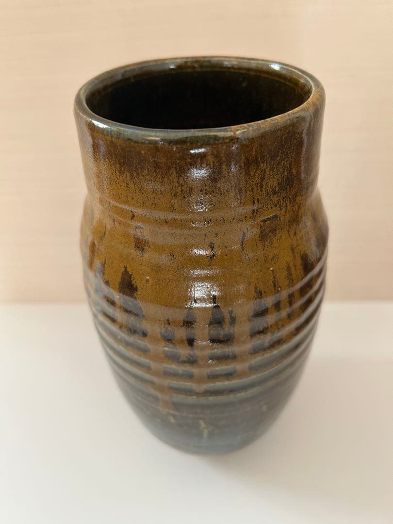 陶芸家 中島翁介 作 花瓶 木箱あり 陶器 花器 民藝 作家物