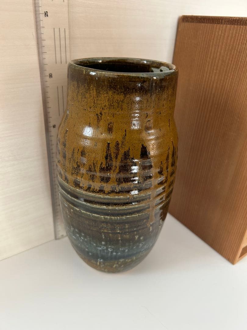 陶芸家 中島翁介 作 花瓶 木箱あり 陶器 花器 民藝 作家物