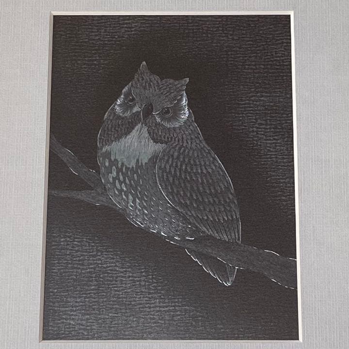 ふくろう　みみずく　絵画　阪内隆治　Steel Picture