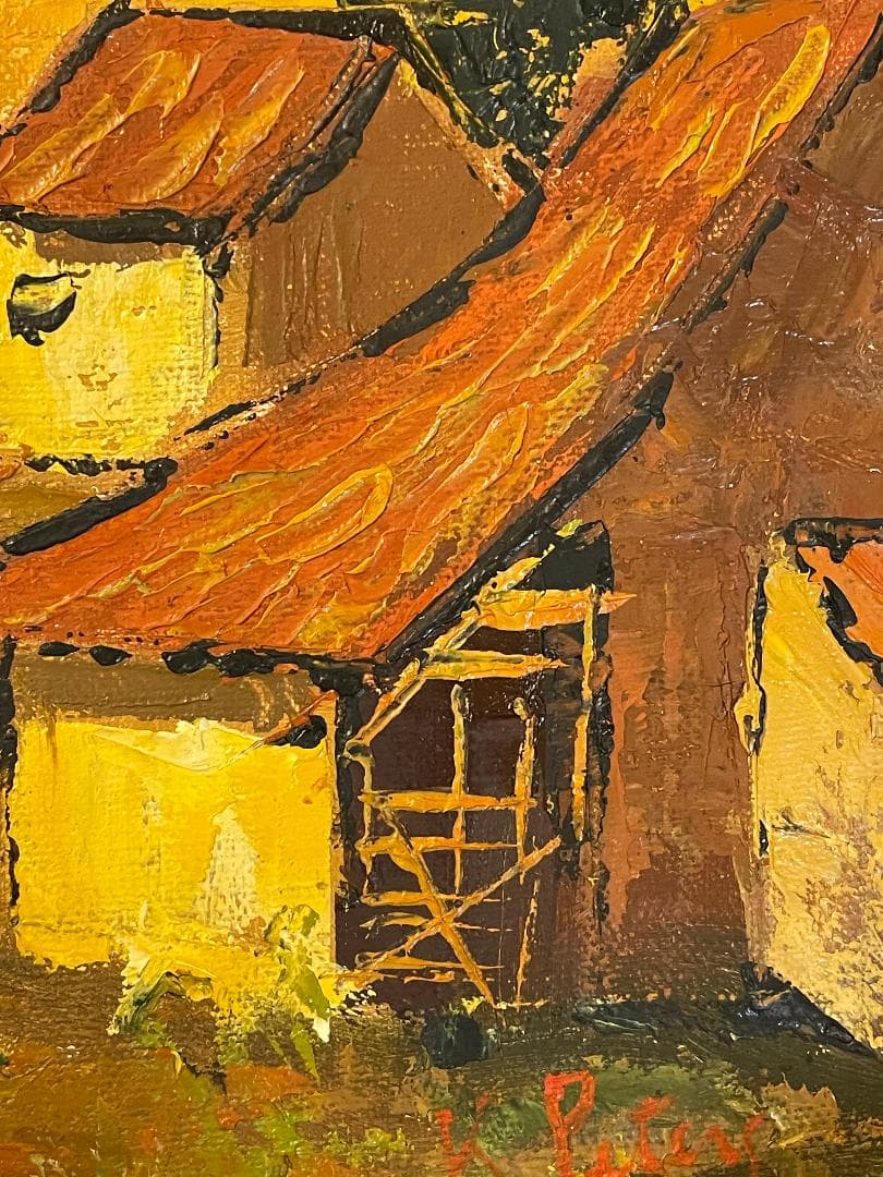 「真作」KARPATY PETERS　風景画　油彩画　額装　サイン有り　F4号