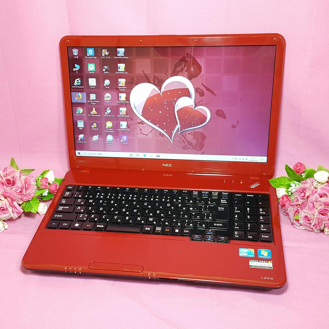 ♥レッドLaVie♥〘CORE-I3搭載&メモリ4G〙オフィス♢Wi-Fi