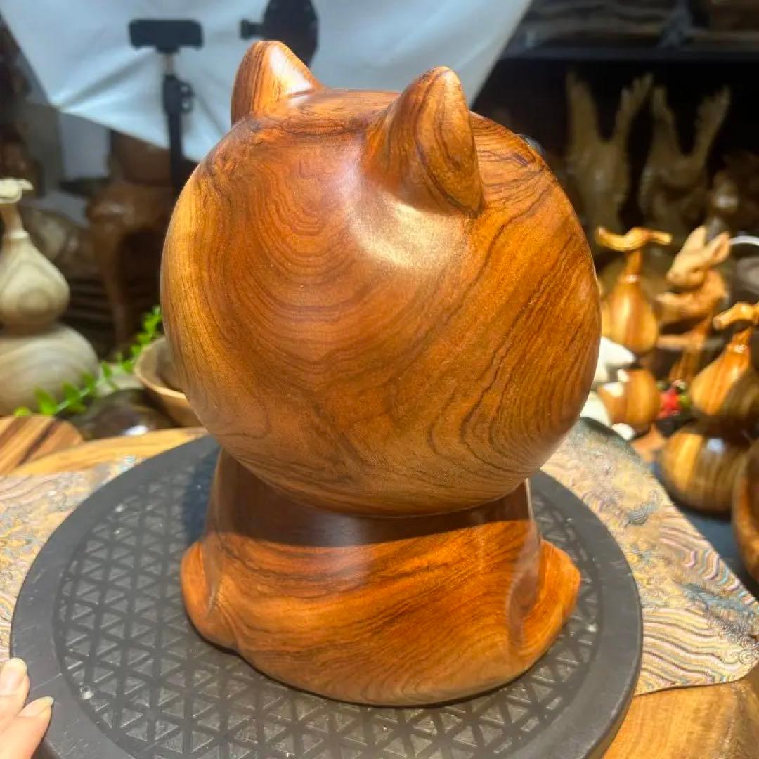 猫型木製置物 中型 ナチュラルウッド高22cm幅18cm