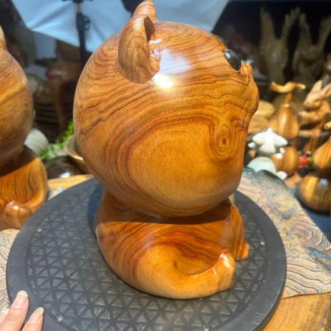 猫型木製置物 中型 ナチュラルウッド高22cm幅18cm