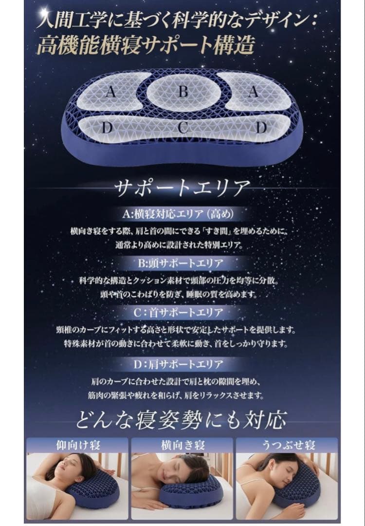 Softime 枕 TPE ジェル枕 まくら 首が痛くならない枕 安眠枕 静眠