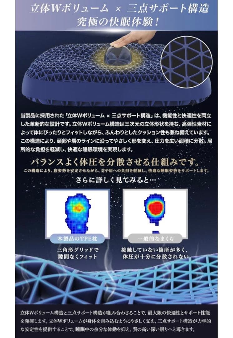 Softime 枕 TPE ジェル枕 まくら 首が痛くならない枕 安眠枕 静眠