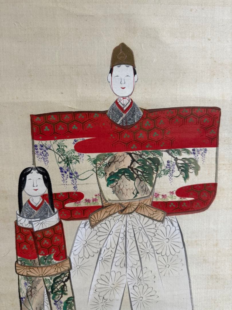 伝統的な日本の掛軸 男女の衣装