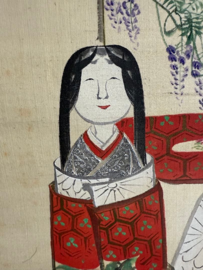 伝統的な日本の掛軸 男女の衣装