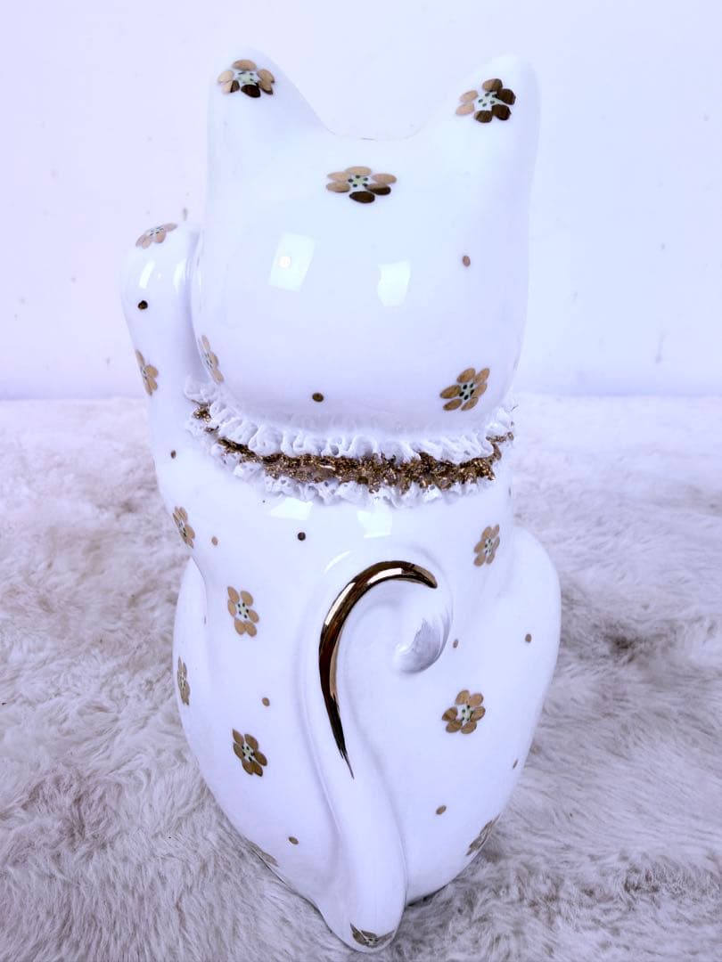 美品♪アイルランド製  PORCELAIN 招き猫 陶器 高さ20cm