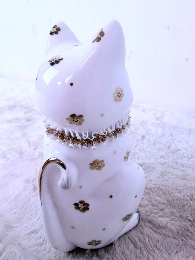 美品♪アイルランド製  PORCELAIN 招き猫 陶器 高さ20cm