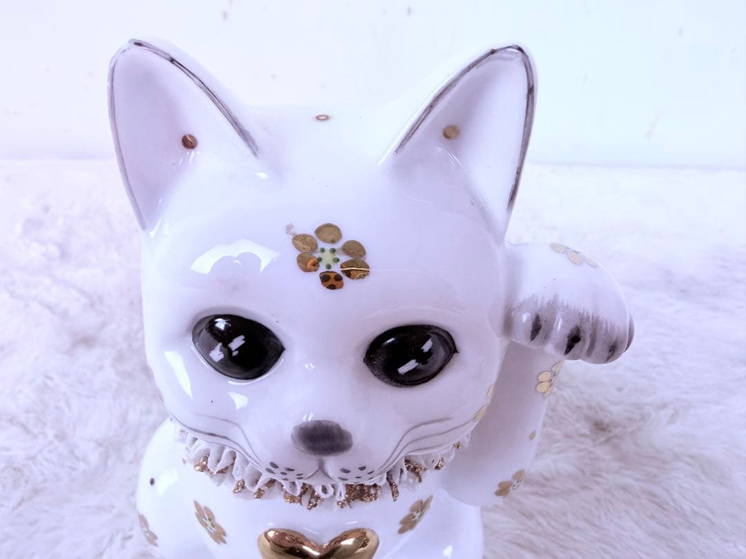 美品♪アイルランド製  PORCELAIN 招き猫 陶器 高さ20cm