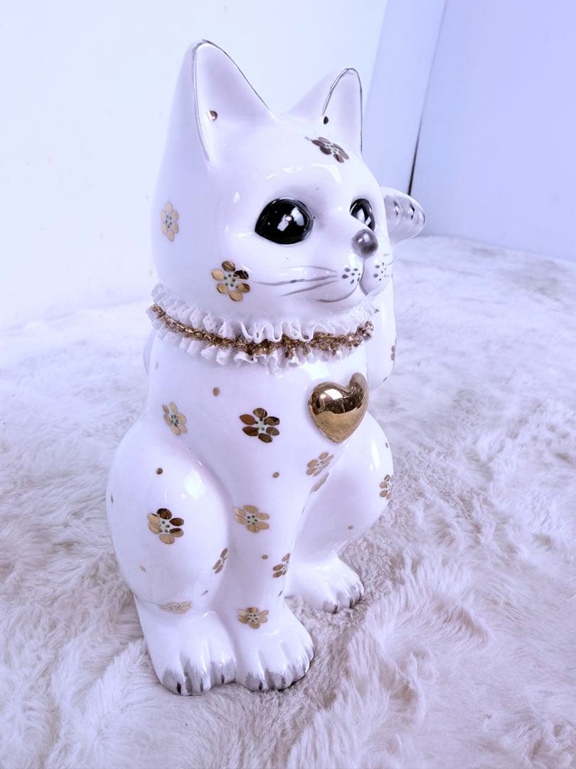 美品♪アイルランド製  PORCELAIN 招き猫 陶器 高さ20cm